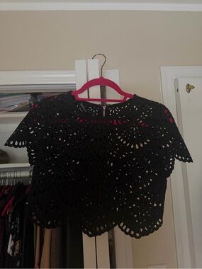 bebe Black Eyelet Crochet Crop Top